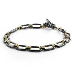 18K Gold and Black Ceramic Link Bracelet | 6mm