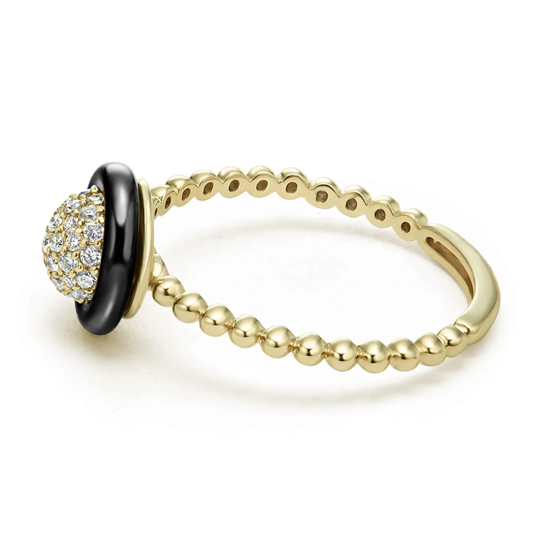 18K Gold and Black Ceramic Diamond Ring