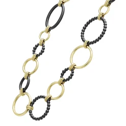 18K Gold and Black Ceramic Link Necklace | 24mm