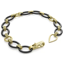 18K Gold and Black Ceramic Link Bracelet | 10mm