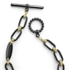 18K Gold and Black Ceramic Link Bracelet | 6mm