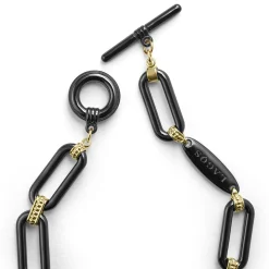18K Gold and Black Ceramic Link Bracelet | 9mm
