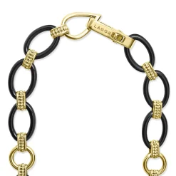 18K Gold and Black Ceramic Link Necklace | 10mm