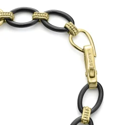 18K Gold and Black Ceramic Link Bracelet | 10mm