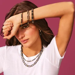 18K Gold and Black Ceramic Link Bracelet | 9mm