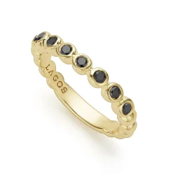 18K Gold and Black Diamond Stacking Ring