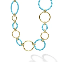 18K Gold and Blue Ceramic Link Necklace
