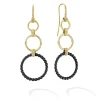18K Gold and Ceramic Circle Drop Earrings