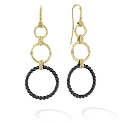 18K Gold and Ceramic Circle Drop Earrings