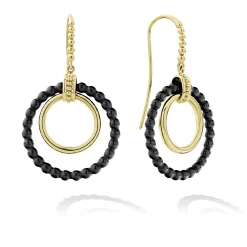 18K Gold and Ceramic Circle Drop Earrings