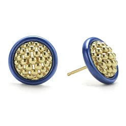 18K Gold and Ceramic Stud Earrings