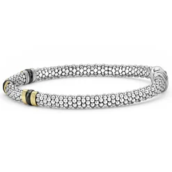 18K Gold and Ceramic Triple Station Caviar Bracelet | 6mm