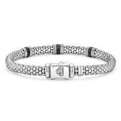 18K Gold and Ceramic Triple Station Caviar Bracelet | 6mm