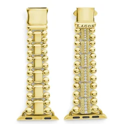 18K Gold and Diamond Caviar Beaded Watch Bracelet-38-45mm