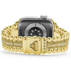 18K Gold and Diamond Caviar Beaded Watch Bracelet-38-45mm