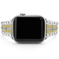18K Gold and Diamond Caviar Beaded Watch Bracelet-42-49mm