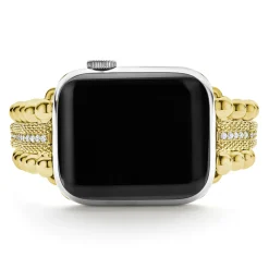 18K Gold and Diamond Caviar Beaded Watch Bracelet-38-45mm