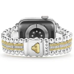 18K Gold and Diamond Caviar Beaded Watch Bracelet-38-45mm