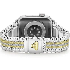 18K Gold and Diamond Caviar Beaded Watch Bracelet-42-49mm