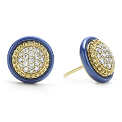18K Gold and Diamond Ceramic Stud Earrings