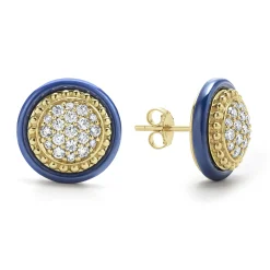 18K Gold and Diamond Ceramic Stud Earrings