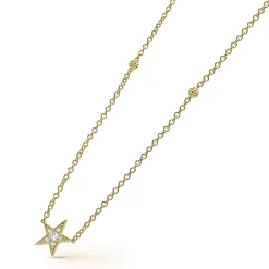 18K Gold and Diamond Star Chain Necklace