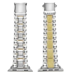 18K Gold and Sterling Silver Caviar Beaded Watch Bracelet-38-45mm