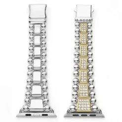 18K Gold and Sterling Silver Full Diamond Watch Bracelet-42-49mm