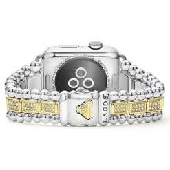 18K Gold and Sterling Silver Full Diamond Watch Bracelet-42-49mm
