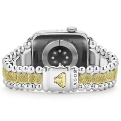 18K Gold and Sterling Silver Caviar Beaded Watch Bracelet-42-49mm