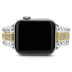 18K Gold and Sterling Silver Full Diamond Watch Bracelet-38-45mm
