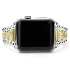 18K Gold and Sterling Silver Full Diamond Watch Bracelet-42-49mm