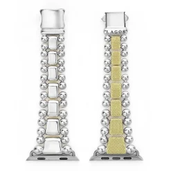 18K Gold and Sterling Silver Caviar Beaded Watch Bracelet-42-49mm