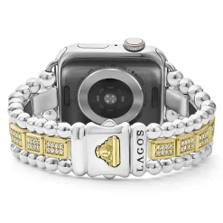 18K Gold and Sterling Silver Full Diamond Watch Bracelet-38-45mm