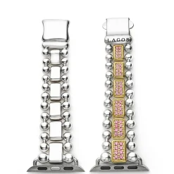 18K Gold and Sterling Silver Pink Sapphire Watch Bracelet-38-45mm