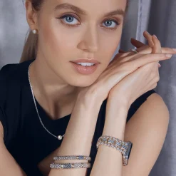 18K Gold and Sterling Silver Blue Sapphire Watch Bracelet-38-45mm