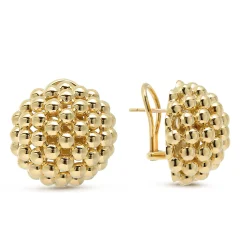 18K Gold Beaded Omega Clip Earrings