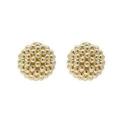 18K Gold Beaded Omega Clip Earrings