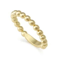18K Gold Beaded Stacking Ring