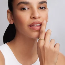 18K Gold Beaded Stacking Ring