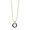 18K Gold Black Ceramic Circle Pendant Necklace