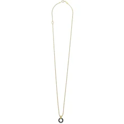 18K Gold Black Ceramic Circle Pendant Necklace