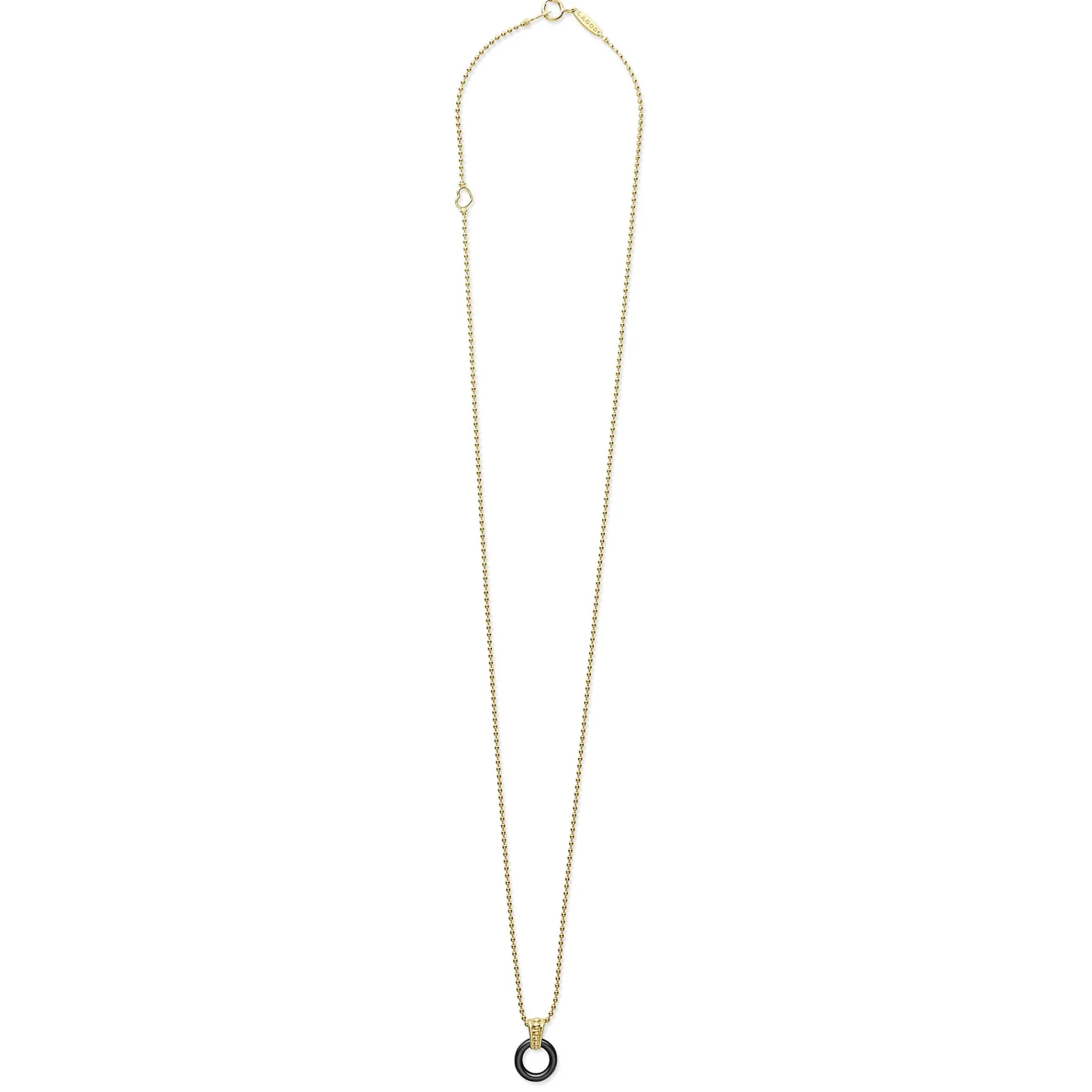 18K Gold Black Ceramic Circle Pendant Necklace