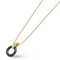 18K Gold Black Ceramic Circle Pendant Necklace