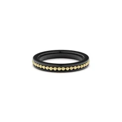 18K Gold Caviar and Black Ceramic Stacking Ring