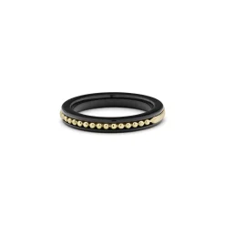 18K Gold Caviar and Black Ceramic Stacking Ring