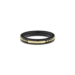 18K Gold Caviar and Black Ceramic Stacking Ring