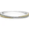 18K Gold Caviar and Diamond Bangle
