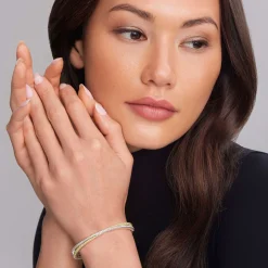 18K Gold Caviar and Diamond Bangle