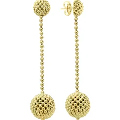 18K Gold Caviar Ball Drop Earrings